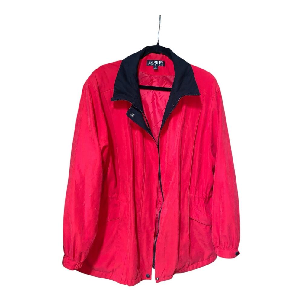 Bromley‎ Red Nylon Windbreaker Jacket Women’s Large Retro 90s
